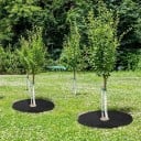 Set van 5 ronde zwarte mulchdoeken 15 cm Vlies ecologisch onkruidbestrijdingsdoek Tuinplantenmatten 2