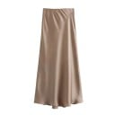 Falda larga de satén para mujer con cintura alta Elegante falda maxi para fiesta de verano Falda de satén Material suave y brillante 4