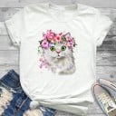 Vit T-shirt för kvinnor med tryck 4