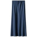 Falda larga de satén con cintura alta, elegante falda de mujer con cordones, falda brillante para mujer, ropa de noche y fiesta. 7