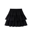 Falda plisada de corte A para mujer con volantes Minifalda de capas con cintura elástica Falda elegante para uso diario y fiestas 2