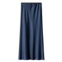 Falda larga de satén maxi para mujer, elegante, brillante, de cintura recta, suave, formal, para noche, graduación, boda y fiesta. 6