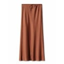 Falda larga de satén maxi para mujer, elegante, brillante, de cintura recta, suave, formal, para noche, graduación, boda y fiesta. 7