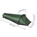 Lätt, vattentätt vandringstält 220x50x90 cm för en person, campingskydd med plats för sovsäck, utomhustält tillverkat av polyester 4