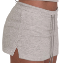 Minifalda retro corta con cordones Elegante falda casual para mujer Elegante falda de corte A con cintura alta para uso diario 4