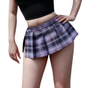 Minifalda plisada corta vintage a cuadros, estilo escolar japonés sexy, corte en A, tela ligera, ropa retro para cosplay 3
