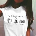 Vit T-shirt för kvinnor med tryck A796 1