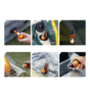 Bärbar campingpump med LED-ljus 500 l/min 6 munstycken Madrassuppblåsare 3,5–5 kPa 300 lm 11 timmars belysning Camping 122 g 5