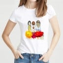 Vit T-shirt för kvinnor med blomtryck 1
