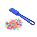 Montessori magnetisk trollstav 20x2,95x7x1,26 cm och 100 st spelmarker 1,9 cm Pedagogiskt spel Färgräkning Bingo Genomskinliga plastmarker 3