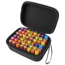 Svart batterifodral 13x6,5x17 cm Förvaringslåda för 48x AA-batterier Plastorganisatör med lock för säker förvaring och transport av celler 4
