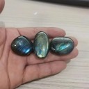 Set med 2 polerade labradoritpalmstenar naturliga kristaller Reiki-stenar antistressterapi chakrahelande kapselstenar 5