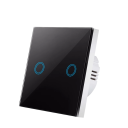 Touchströmbrytare 2-gångs 220V Smart Home-strömbrytare 8,6 x 8,6 cm Glaspanel Modern touchkontroll Härdat glas ABS 1