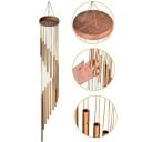 Goldenes Hänge-Windspiel 68 cm mit Aluminiumrohren und Holzelementen für den Innen- und Außenbereich 2