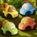 Djurbyggd bil för barn Dragbar rörelse Inga batterier 4 varianter: björn, gris, valp, tiger 6