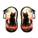 Étui à lunettes 17,9 x 8,5 cm avec motif chat noir Design élégant Motif simple Mousqueton Fermeture zippée 2