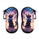 Étui à lunettes 17,9 x 8,5 cm avec motif chat noir Design élégant Motif simple Mousqueton Fermeture zippée 4