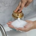 Distributeur de savon mousse transparent 7 x 12 cm, récipient en plastique avec pompe, distributeur transparent, équipement de salle de bain 3