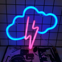 Décoration murale néon LED 29 x 23 cm Nuage avec éclairs Décoration murale lumineuse USB ou 3 piles AA Éclairage LED coloré 2