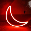 Décoration murale LED néon 28,5 x 19 cm Motif lune rouge Décoration murale lumineuse Veilleuse USB ou à piles 2