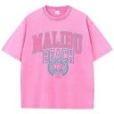 Dam-T-shirt med vintagetryck MALIBU BEACH Lös passform Sommartopp med streetwear-motiv Retrostil Vardagskläder Modern sportig design 3