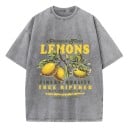 Dam-T-shirt med citrontryck Oversize-modell Vintage-text Premium Fresh Bekväm passform Streetwear Kortärmad T-shirt 5