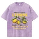 Dam-T-shirt med citrontryck Oversize-modell Vintage-text Premium Fresh Bekväm passform Streetwear Kortärmad T-shirt 8