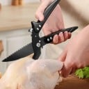 2-i-1 köksbensax och kniv tillverkad av svart titanstål för att skära kött och fågel 4