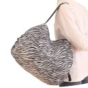 Hopfällbar shoppingväska 40 x 40 cm Zebramönster Nylonhandväska Stor kapacitet 48–64 l Slitstark axelväska för shopping 2