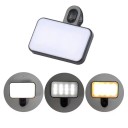 LED-ringselfielampa med klämma 7,8 x 4,5 x 5,8 cm Vitt och varmt ljus Uppladdningsbar för foto och video iPhone iPad Mobiltelefon Bärbar dator 3