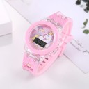 Barnklocka med LED-bakgrundsbelysning, enhörning + regnbåge, armband, rosa plastklocka, självlysande barnset, present till flickor 3