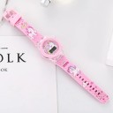 Barnklocka med LED-bakgrundsbelysning, enhörning + regnbåge, armband, rosa plastklocka, självlysande barnset, present till flickor 5