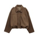 Damen Wildlederjacke Oversize Schnitt Eleganter Mantel mit Stehkragen Weiches Material Stylische Oberbekleidung für Herbst und Frühling 4