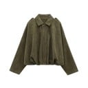 Damen Wildlederjacke Oversize Schnitt Eleganter Mantel mit Stehkragen Weiches Material Stylische Oberbekleidung für Herbst und Frühling 5