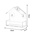 Plastigt genomskinligt fönsterfågelmatare 15 x 15 x 6 cm Fågelmatare med sugkoppar Utomhusfågelmatare med installationsfri montering 3