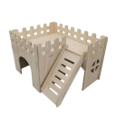 Trähus för hamster 28 x 22 x 18 cm Naturligt gömställe med trappor Multifunktionell leksak för gnagare Hamsterhus med terrass 1