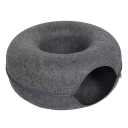 Donutbädd för katter 2i1 i filt Mörkgrå rund bädd för husdjur Diameter 60 cm Höjd 28 cm 1