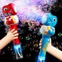 Dětská elektrická pistole na mýdlové bubliny ve tvaru dinosaura s více hlavněmi Automatická výroba bublinek 4