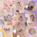 Set med 14 ark glittrande tatueringar med enhörningsmotiv, temporära tatueringar för kroppen och vattentålig dekoration för barn 4