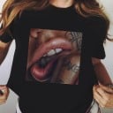Svart T-shirt för kvinnor med tryck A1195 2