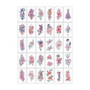Set med 30 tillfälliga tatueringar 5,7 x 9,7 cm Blommotiv Svartvita och färgade Vattentåliga klistertatueringar för kroppen 2