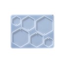 Silikonform 12 x 9,3 cm Sexkantiga hängsmycken Form för harts med hål för ögla Tillverkning av smycken örhängen och dekorationer 1