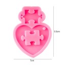 Rosa silikonform Hjärta med pusseldel 9,3 x 7 cm för gjutning av harts Tillverkning av nyckelringar dekorationer och originella prydnader 3