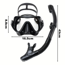 Snorklingsset Glasögon 16,5 x 8,8 cm med silikonpackning Härdat glas Snorkel 43 cm med ventil Dykutrustning 10