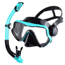 Snorklingsset Glasögon 16,5 x 8,8 cm med silikonpackning Härdat glas Snorkel 43 cm med ventil Dykutrustning 8