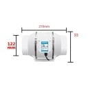 Odsávací ventilátor 270x122 mm 40 W Tichý potrubní ventilátor 2600 ot./min 310 m³/h Domácí koupelnový a kuchyňský nástěnný čistič vzduchu 4