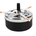 Askopp i rostfritt stål 9 × 9,5 cm Självrenande roterande askopp med lock Tryckande roterande askopp för cigarettrökning 360° 2