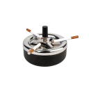 Askopp i rostfritt stål 9 × 9,5 cm Självrenande roterande askopp med lock Tryckande roterande askopp för cigarettrökning 360° 4