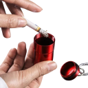 Kapselask för cigaretter 6,8×3,2 cm Aluminium bärbar ask med lock Nyckelring för resor Utomhus reseförvaringsask 10