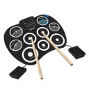 Elektronisk trommesæt 9-pads MIDI interface håndrullet tromme bærbart sæt med pedaler og stikker understøttelse af DTX spil 41x31x2.5 cm 2